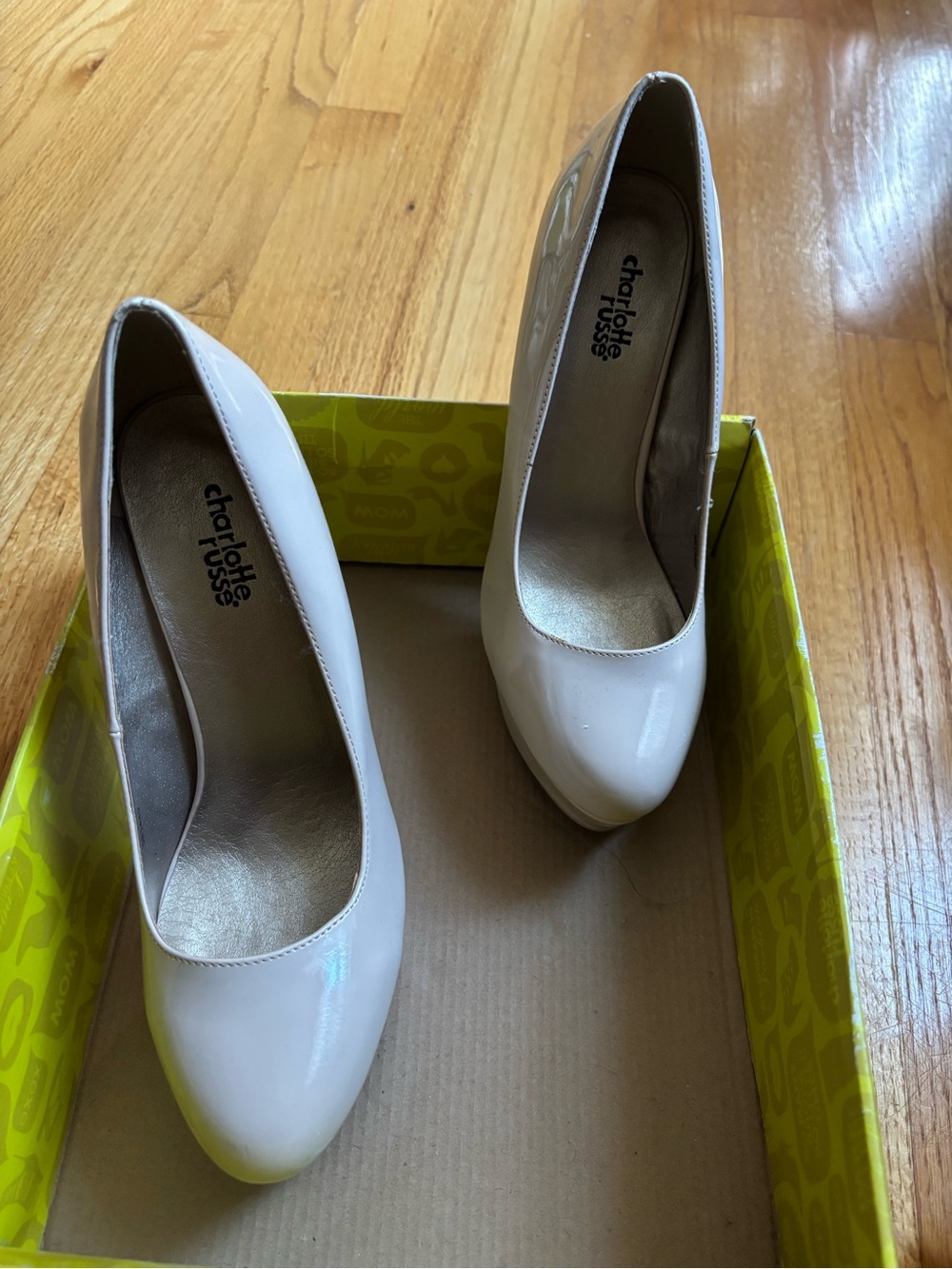Charlotte Russe Nude Patent Round-Toe Pumps